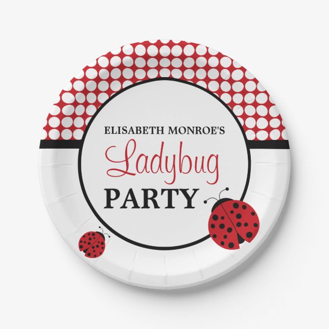 Assiettes En Carton Red Ladybug, fête d'anniversaire des enfants (Devant)
