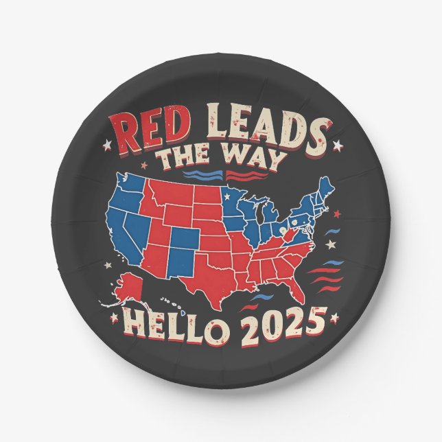 Assiettes En Carton Red mène la voie Bonjour 2025 Inauguration Trump (Devant)