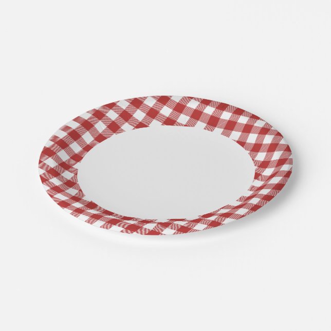 Assiettes En Carton Red n White Plaid Party (Angle)