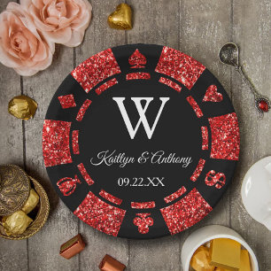 Assiettes En Carton Red Parties scintillant Poker Chip Casino Mariage 