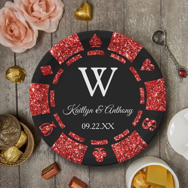 Assiettes En Carton Red Parties scintillant Poker Chip Casino Mariage  (Créateur téléchargé)