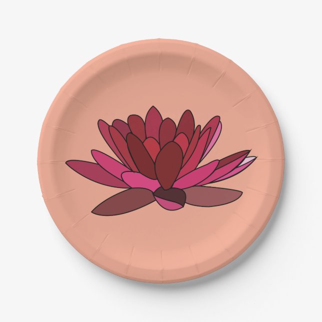 Assiettes En Carton Red Pink Water Lily (Devant)