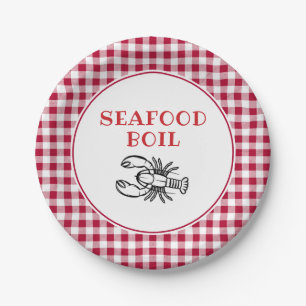 Assiettes En Carton Red Plaid Seafood Boisson Party