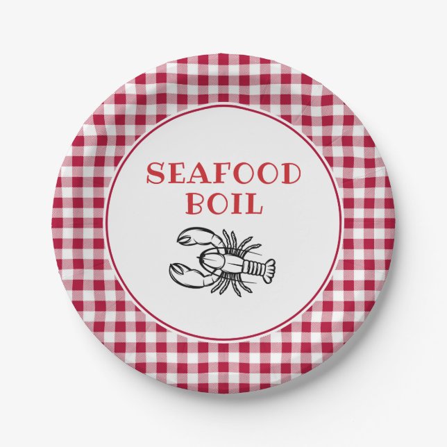 Assiettes En Carton Red Plaid Seafood Boisson Party (Devant)