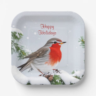 Assiettes En Carton Red Robin Holiday Plaque en papier de Noël