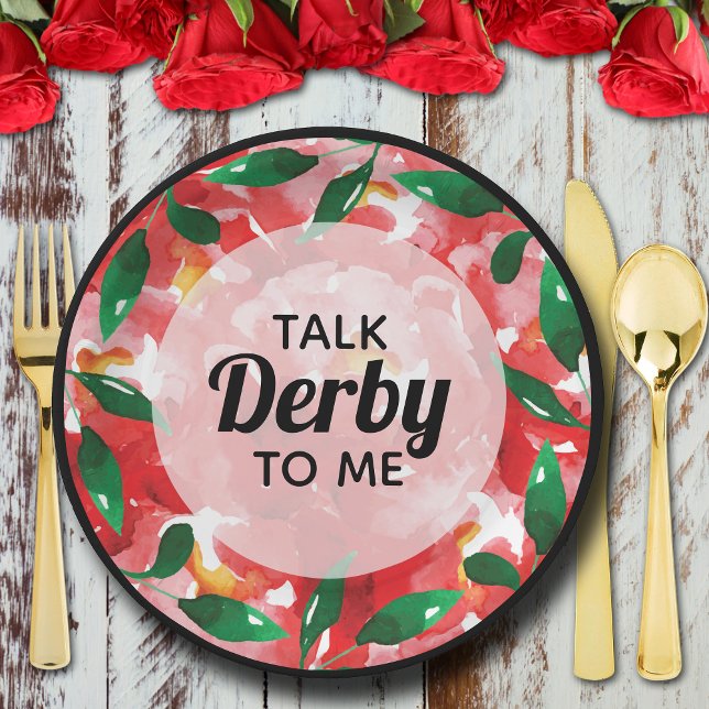 Assiettes En Carton Red Roses me parle Derby (Talk Derby to Me on red roses collage paper plates)