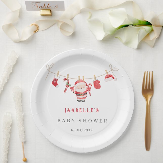 Assiettes En Carton Red Santa Baby Baby Shower (Mariage)