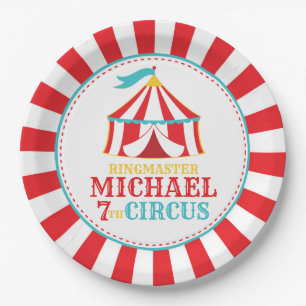 Assiettes En Carton Red Tent Circus Carnival Plaques de fête d'anniver