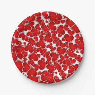 Assiettes En Carton Red Valentine Amour Saint Valentin