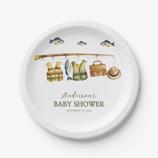 Assiettes En Carton Reel Excited Little Fisherman Baby Shower  (Devant)