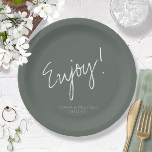 Assiettes En Carton Réflexions Mariage Enjoy Sage Green ID774
