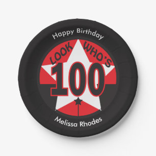 Assiettes En Carton Regardez qui est 100 années anniversaire de du