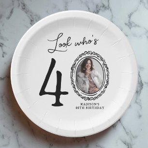 Assiettes En Carton Regardez qui est quarante photo 40e anniversaire