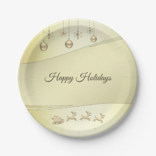 Assiettes En Carton Reindeer Sleigh Christmas Ball Plaque en papier de
