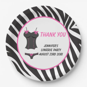 Assiettes En Carton Remerciement pour la fête de lingerie rose chaud