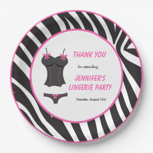 Assiettes En Carton Remerciement pour une soirée lingerie rose chaud