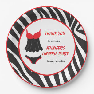 Assiettes En Carton Remerciement pour une soirée lingerie rouge