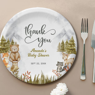 Assiettes En Carton Remerciements pour Baby Shower Animaux de la Forêt