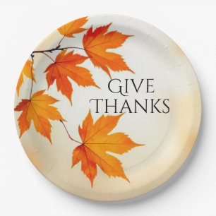 Assiettes En Carton Remerciez – Feuilles d'automne minimalistes