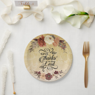 Assiettes En Carton Remerciez le Seigneur Bible Verse Thanksgiving