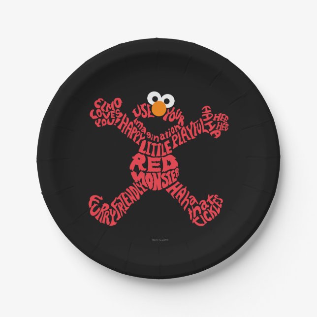 Assiettes En Carton Remplissage Motif Elmo (Devant)