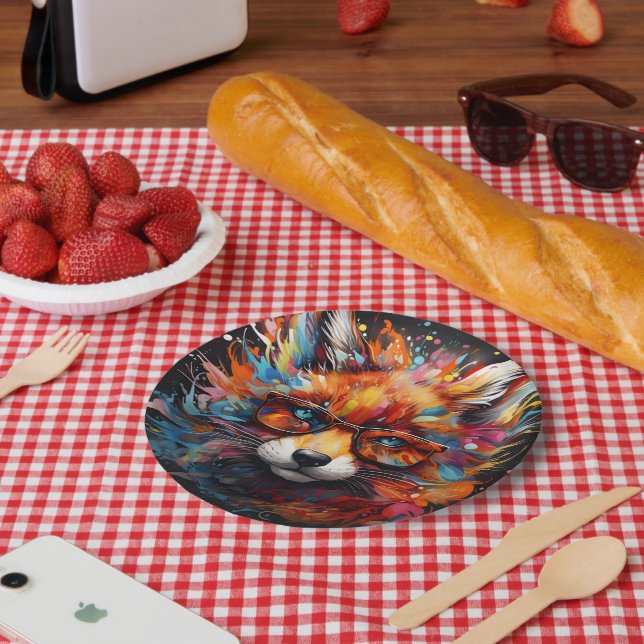Assiettes En Carton Renard Abstrait libre sauvage (Pique-nique)