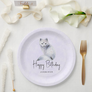 Assiettes En Carton Renard nordique mignon avec marques florales Anniv
