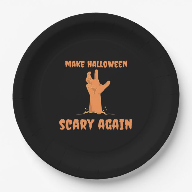 Assiettes En Carton Rendre Halloween effrayant Trumpkin classique Zomb (Devant)