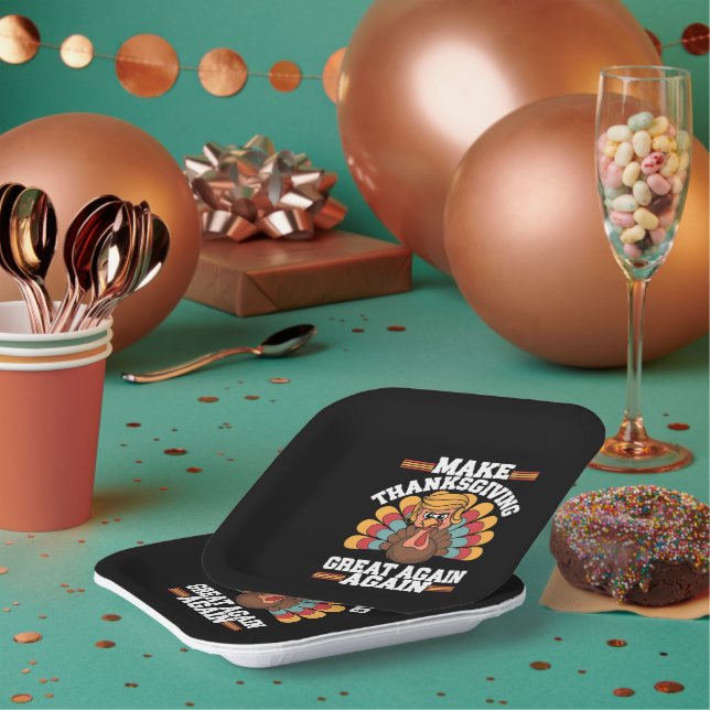 Assiettes En Carton Rendre sa grandeur à Thanksgiving Trump Turkey 202 (Multi)