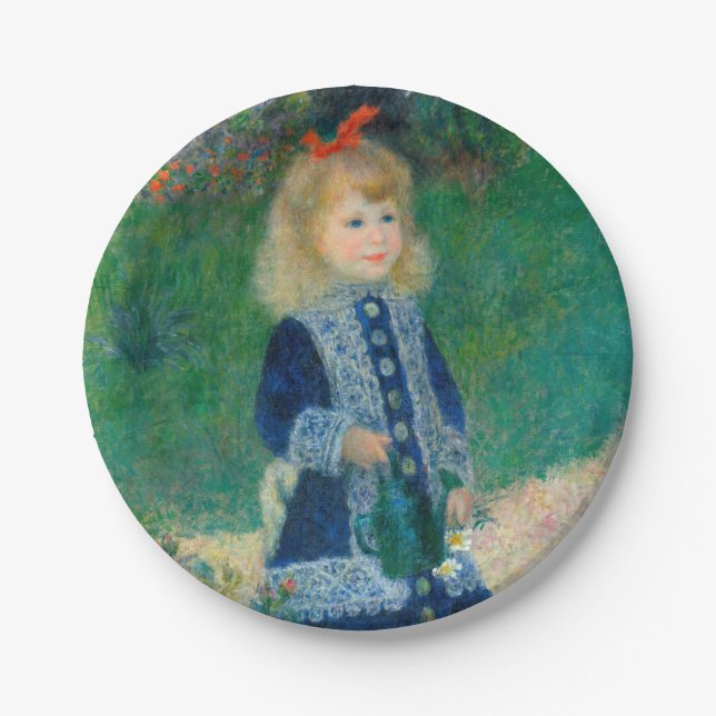 Assiettes En Carton Renoir "une fille avec la boîte d'arrosage d'A " (Devant)
