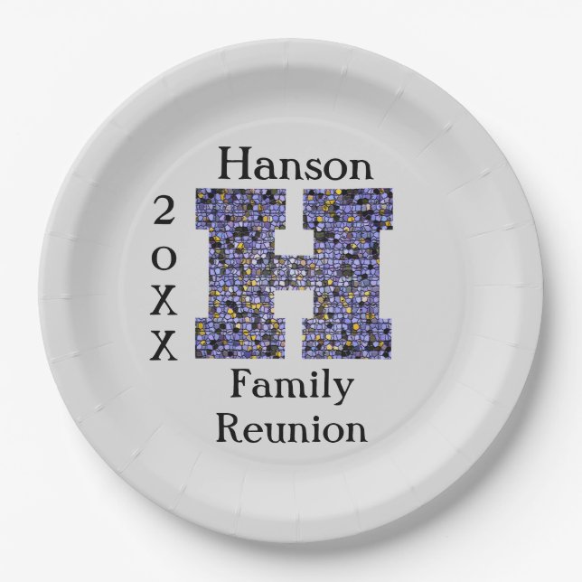 Assiettes En Carton Repas Famille Repas Pique-Nique Mosaïque Lettre H  (Devant)