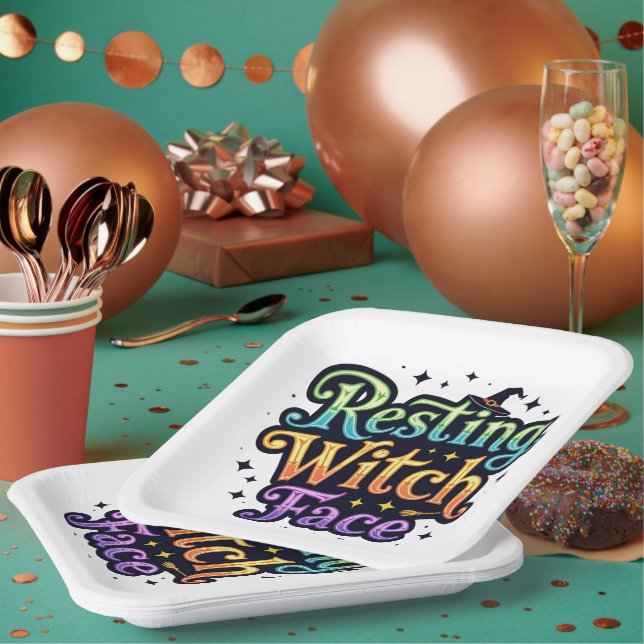Assiettes En Carton Repose du visage de la sorcière (Multi)