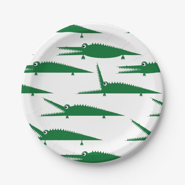 Assiettes En Carton Reptile d'alligator de la mastication bruyante | (Devant)