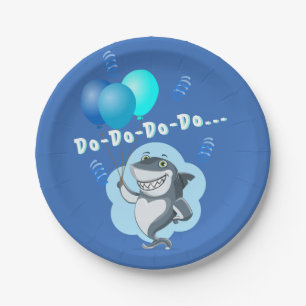 Assiettes En Carton Requin mignon   Ballons Bleus Anniversaire
