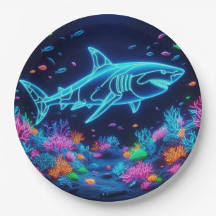 Assiettes En Carton Requin néon coloré