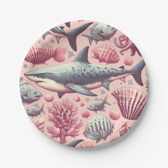 Assiettes En Carton Requin vintage sans joint (Devant)