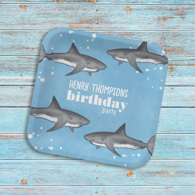 Assiettes En Carton Requins Anniversaires de enfants personnalisés (Créateur téléchargé)