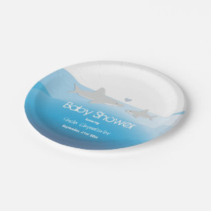 Assiettes En Carton Requins mignons et océan Plaque de papier Baby s