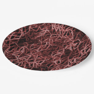 Assiettes En Carton Réseau rouge entrelacé de fil rustique et tangente
