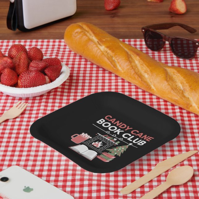 Assiettes En Carton Réserver Sucre de canne de Noël Book Club Bookish (Pique-nique)