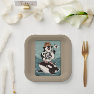 Assiettes En Carton Résister à l'activisme Vintage des pingouins