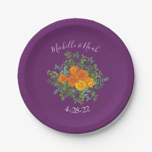 Assiettes En Carton Ressort Rose orange violet Mariage