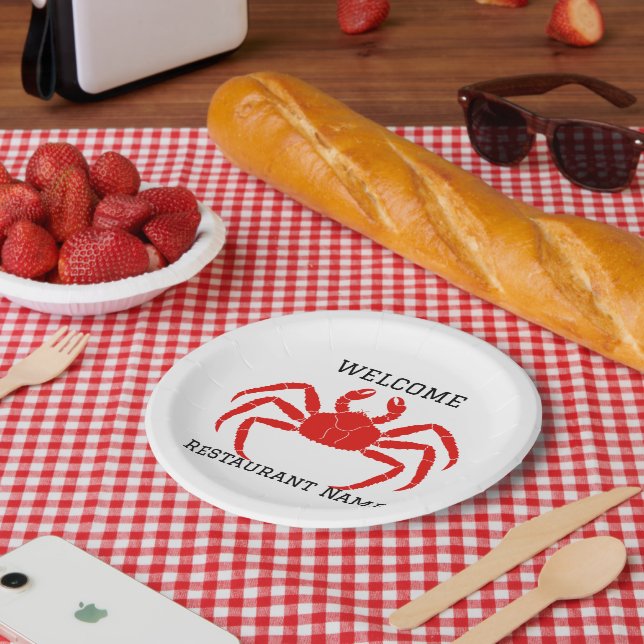 Assiettes En Carton Restaurant de fruits de mer accueil Crab rouge Per (Pique-nique)