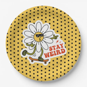 Assiettes En Carton Restez bizarre Skateboard Daisy