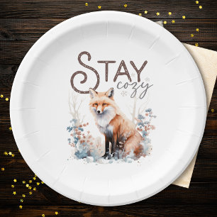 Assiettes En Carton Restez confortable Woodland Fox Noël