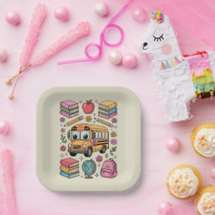 Assiettes En Carton Retour à l'école Coquette Enseignante Maternelle P