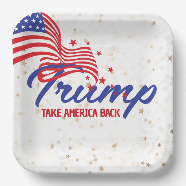 Assiettes En Carton RETOUR DE L'AMÉRIQUE Texte de Trump (Recto)