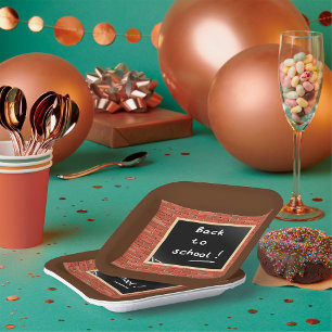 Assiettes En Carton Retourner À L'École Chalkboard