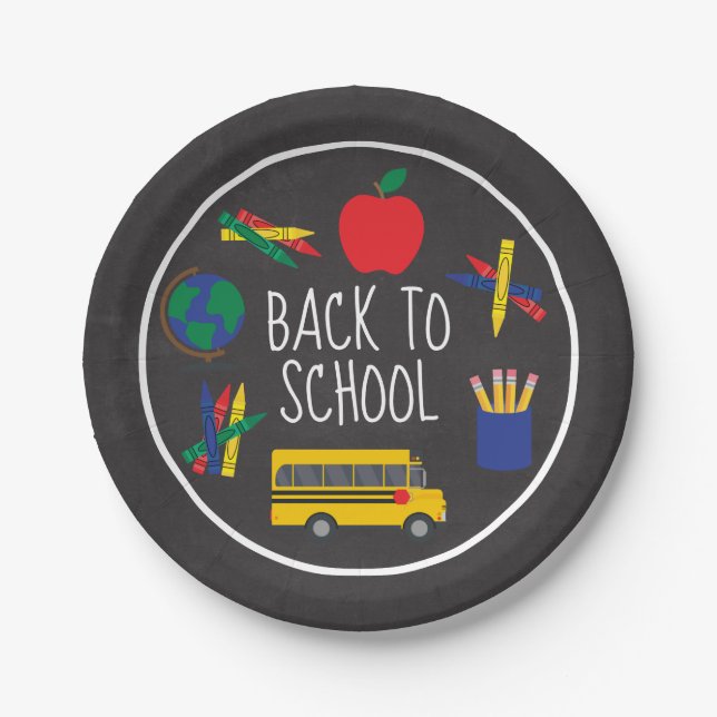 Assiettes En Carton Retourner à l'école Plaques de papier pour la fête (Devant)