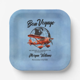 Assiettes En Carton Retraite Bon Voyage Voyage Globe Plane